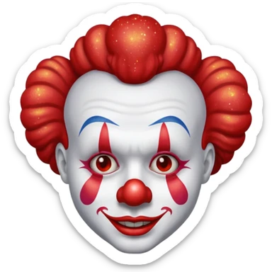 red glitter clown with the neutre facial expression sticker