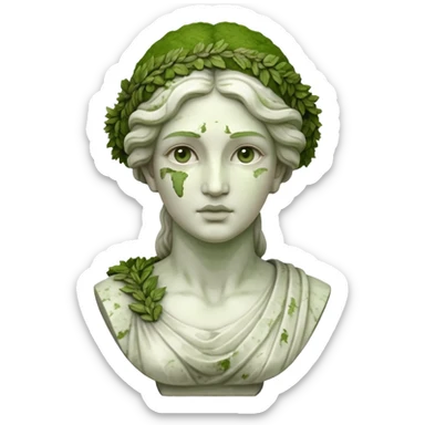 female greek sculpture with moss sticker