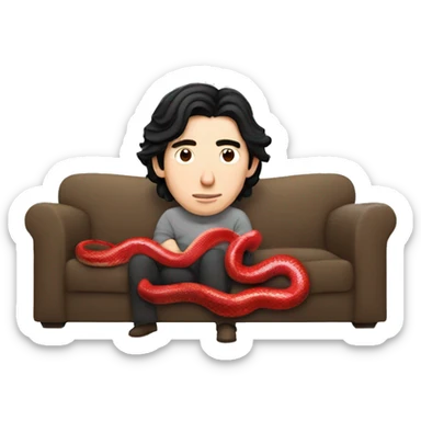 Adam driver in couch with two red snakes watching a movie  sticker