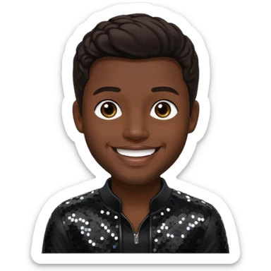 James JT Taylor from Kool & The Gang with dark brown hair, black sequin outfit sticker