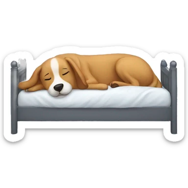 Dog in the bed. and sleep sticker