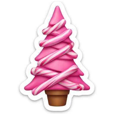 Pink Christmas tree with candy canes  sticker