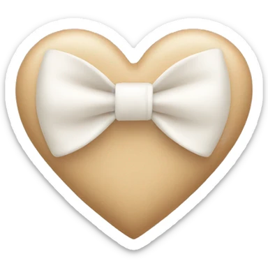Beige heart with white bow sticker