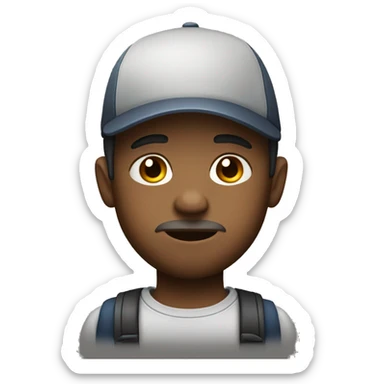  a boy with little beard with cap with sad skin tone sticker