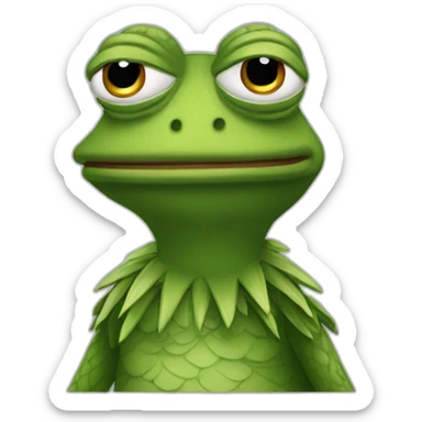 Pepe la rana con pestañas y pelo negro sticker