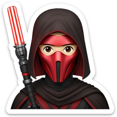 Darth Revan with his mask on holding red lightsaber mainly face shot not as much body sticker