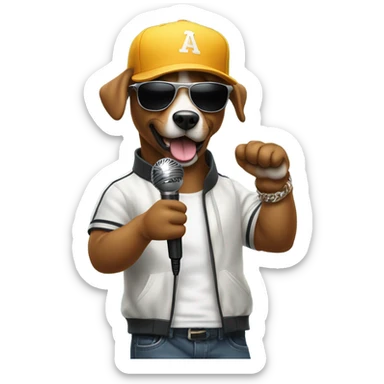 Rapping dog sticker