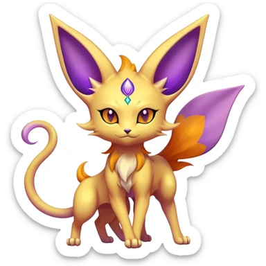 Shiny Exotic Elemental Espeon-Persian-Pokémon-Fakémon-hybrid-creature (full body) sticker