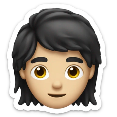 White boy with black long wawy hair sticker