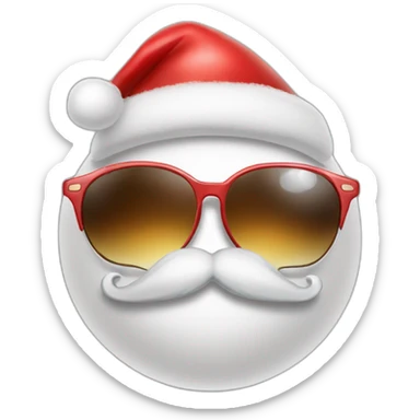 bauble with moustache sunglasses and santa hat sticker