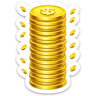 Prompt 2: "you’ve sacrificed and saved…"
Graphic: 💰 Coin stack (white) with top coin glowing yellow.
Animation: Coins stack up, top coin pulses.
Background: Transparent.
 sticker