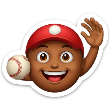 I want a emoji of a emoji with a evil smile throwing a baseball very hard sticker