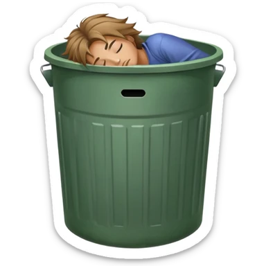 Someone sleeping in a trash can  sticker
