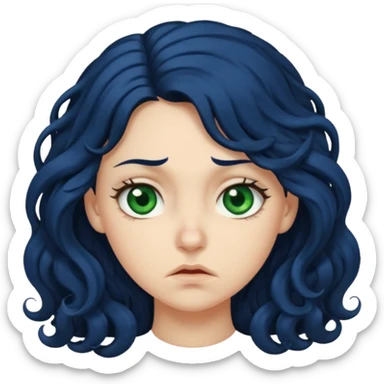 Girl with long  curly dark blue hair, green eyes, and very fair skin Disgusted sticker