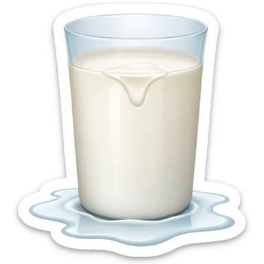 a small puddle of white and clear liquid sticker