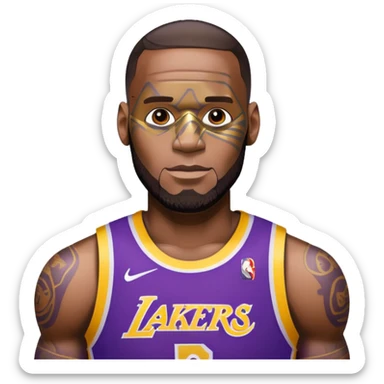 Lebron James as a half robot/cyborg AI but still keep lakers and make him look friendly sticker