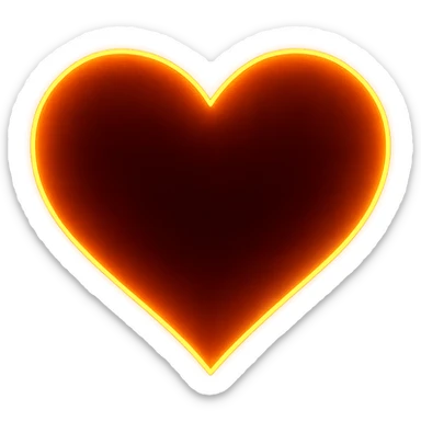 heart with a glowing tangerine outline, digital illustration sticker