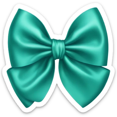 Realistic teal silk bow sticker