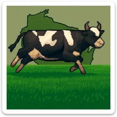 Add the outline of the state of Wisconsin in the background behind the cow and grass field sticker