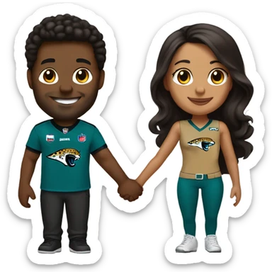 Brown guy and brown girl withJacksonville jaguars  clothes holding hands sticker