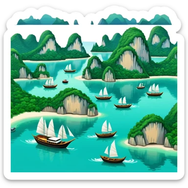 ha long  bay with a white border sticker