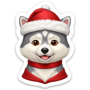 Pups husky in  red new yaer hat sticker