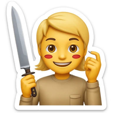 normal smile emoji 🙂 holding knife emoji in right hand sticker