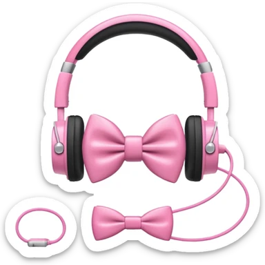 Apple headset with a pink bow tie sticker
