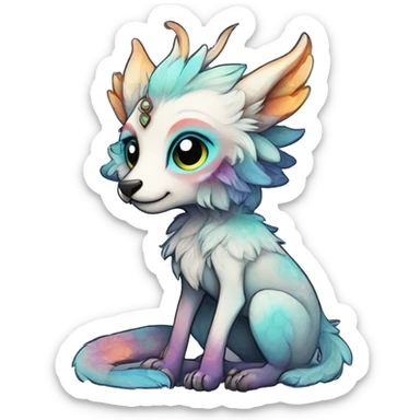 cute Kawaii edgy ethereal shy fantasy animal fursona Fionbri creature by griffsnuff & LiLaiRa & Falvie with exotic colors full body sticker
