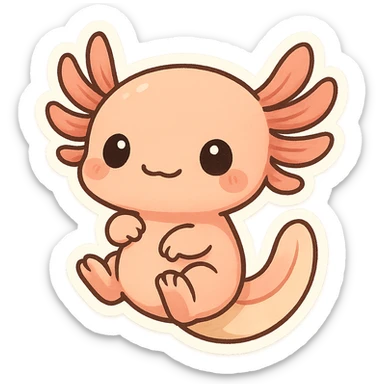 axolotl, chibi stickers cartoon style, adorable and playful sticker