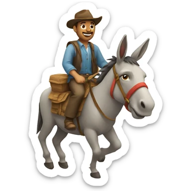 Man riding on a donkey sticker