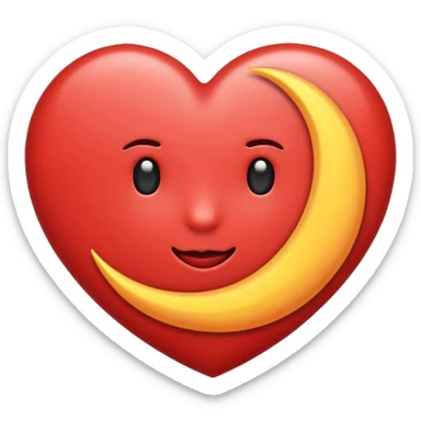 Heart and moon emoji sticker