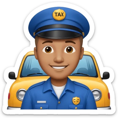 a taxi driver in blue uniform sticker