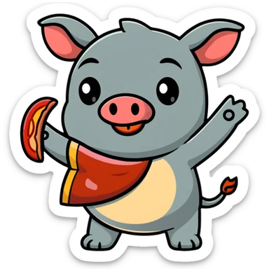 winking Stitch holding a bacon strip sticker