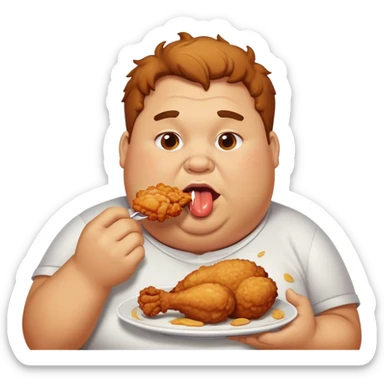 Fat person eating chicken sticker