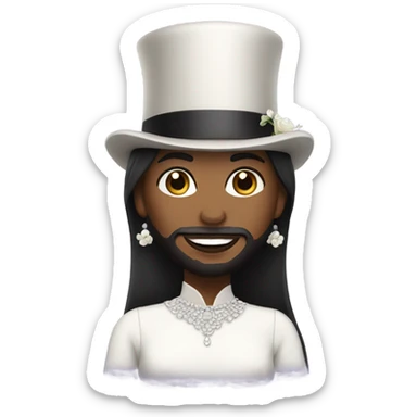 Bearded woman with top hat and wedding dress  sticker