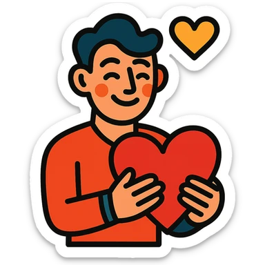 a lover with a heart sticker