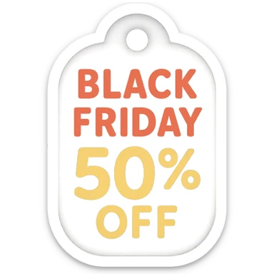 Black Friday label with hand lettering 50% off  sticker