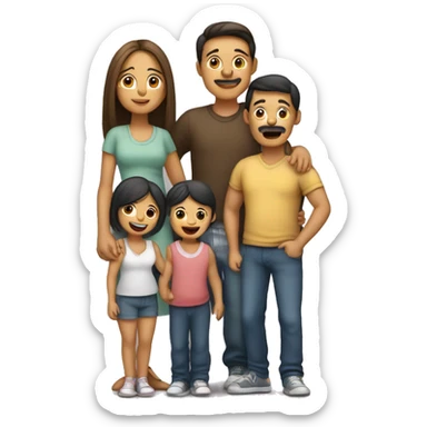 familia de papa, mama, dos niñas, un bebe y un perro sticker