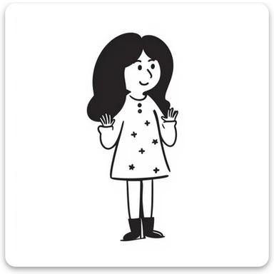 a girl in a hand-drawn doodle style sticker