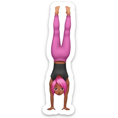 pink brown girl doing a handstand sticker