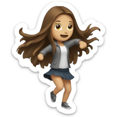 Girl with long brown hair dancing in rain sticker
