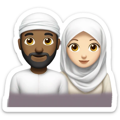 Girl with white hijab and islamische man with black beard and white skin Tone Married  sticker