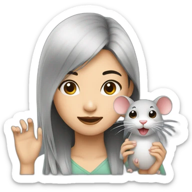 Asian girl with rat sticker