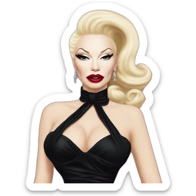 Amanda lepore wearing balenciaga long black dress sticker