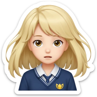 cute anime girl with blowing hair sticker