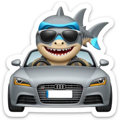 Shark driving an mk3 audi TT car sticker