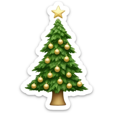 green Christmas tree with beige decorations  sticker