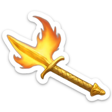 small golden sword on fire sticker