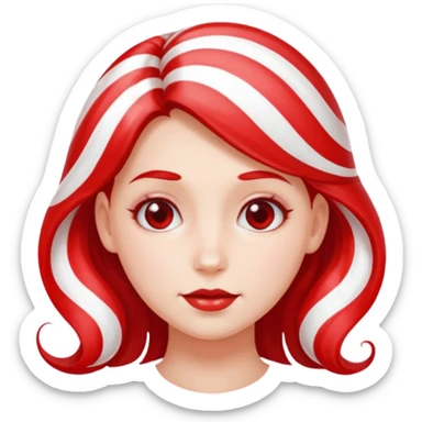 girl with hair made out of peppermint sticker